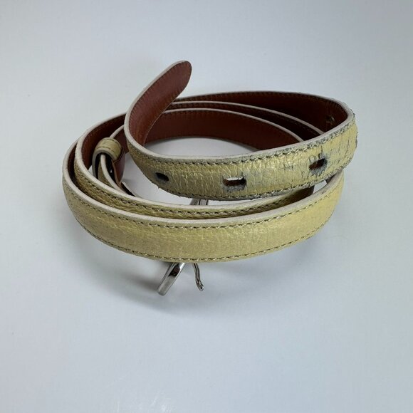 Malo Genuine Leather Belt Made In Italy .5" X 39" Hawthorne Yellow - Picture 3 of 5